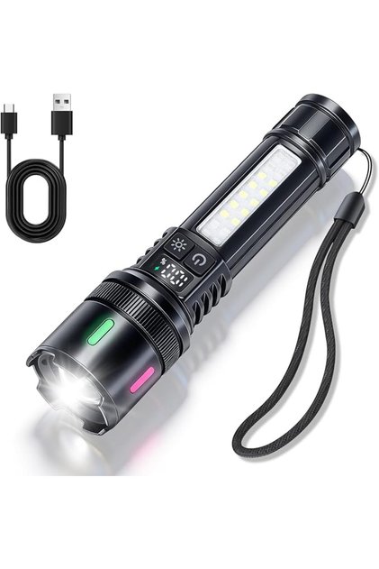 LED Flashlight Super Bright, Tactical Flashlight Torch Light Hand Lamp with USB Rechargea