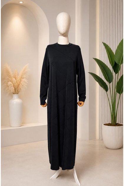 26162 Full Length Dress with Piping Stitching on the Front