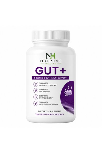 GUT+ Probiotics, Prebiotics & Digestive Enzymes – 120 Vegetarian Capsules