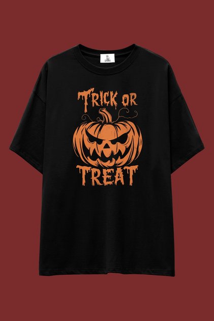 Halloween Black Loose Fit T-Shirt | Unisex 100% Cotton Halloween Themed Printed Custom Design Tee