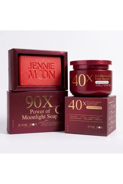 40X Pro Derma Brightening Cream 250g & 90X Moonlight Soap 160g, Niacinamide & Alpha-Arbutin Face & Body Skincare Combo