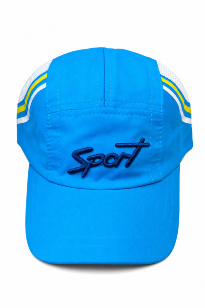 Blue Sport Written Mesh Summer Hat - Unisex Adjustable Sports Cap