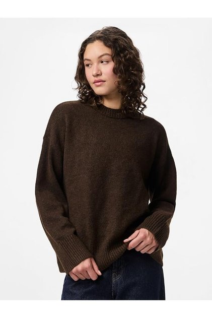 Pulover tricotat PCANA LS cu guler rotund, culoare Hot Fudge, MB 50255