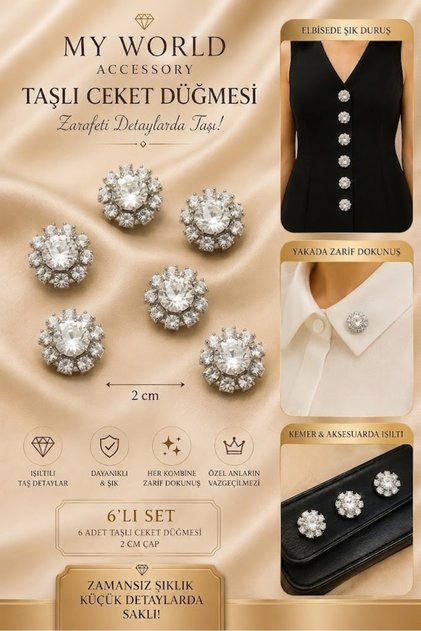 TAŞLI DÜĞME 2CM (32BOY) BEYAZ VE RENKLİ