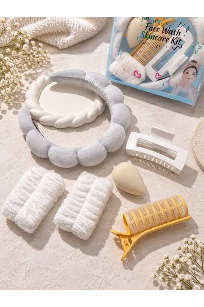 Işilti Face Care Spa Makeup Headband Bracelet Set Hair Styling Set