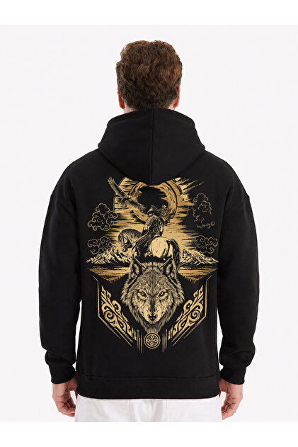 Göktürk Warrior Special Design Mythological Oversize Sweatshirt Hoodie Unisex