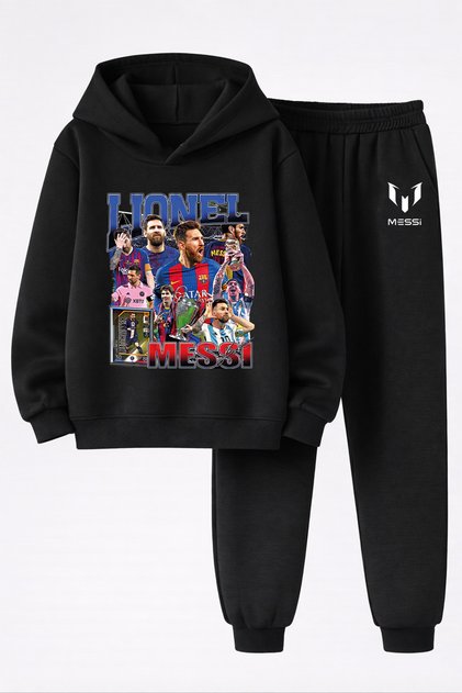 Lionel Messi Printed 3-Yarn Quality Sweatshirt and Trackpants Kids' Top-Bottom Set