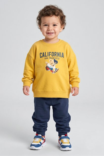 Baby Boy Teddy Bear Printed Cotton 2-Piece Set
