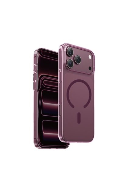 iPhone 17 Pro Max / 18 Pro Max Uyumlu Kılıf Saf X-Crystal Slim Premium Magsafe Kablosuz Şarj Destekli Şeffaf Bordo
