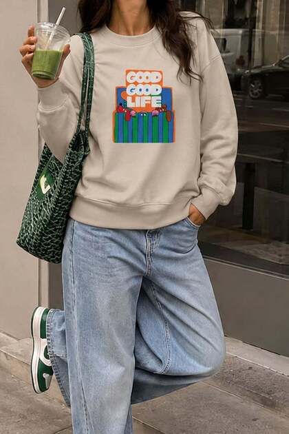 Women's Premium Fabric 3 Thread Raised Printed Sweatshirt