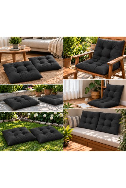 60x60 cm Kapitone Sandalye Minderi – Kare Oturma Minderi – Ev, Balkon, Bahçe ve Mutfak İçin