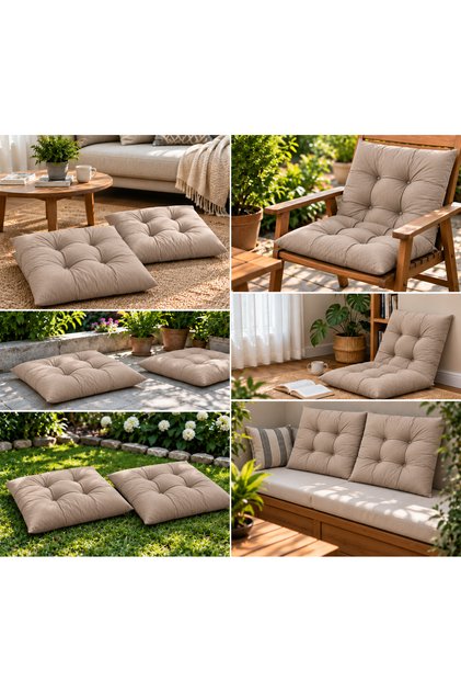60x60 cm Kapitone Sandalye Minderi – Kare Oturma Minderi – Ev, Balkon, Bahçe ve Mutfak İçin