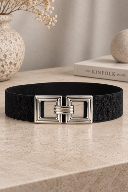Women's 6 cm Thick Elastic Flexible Metal Buckle Waist Belt Mfr5019
