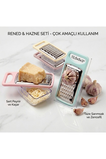 Practical Mini Grater with Bowl - Practical Garlic Crusher, Mini Cheddar Grater, Lemon Peel Grater, and Ginger Grater 1 Piece