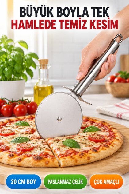 20 cm Large Size Stainless Steel Pizza Roulette Dough Pastry Pita Cutting Knife