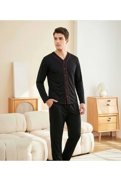 Front Buttoned Men's Pajama Set 44020