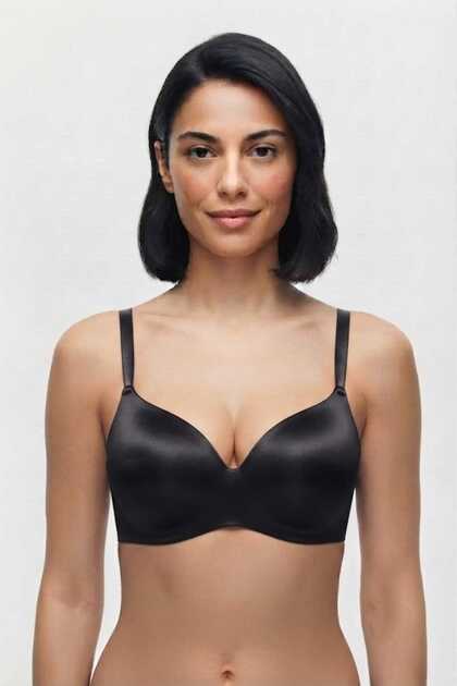 Black Women's Premium Laser Cut Seamless Basic Underwire C Cup Bra - Non-Marking Comfortable Underwear