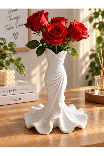 Dekoratif Elbise Formlu Vazo – 3D Baskı