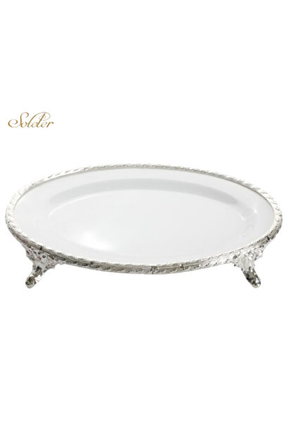 Luxury Deluxe Oval Serving Platter - 41X31 - Large Size - With Silver-Colored Rim