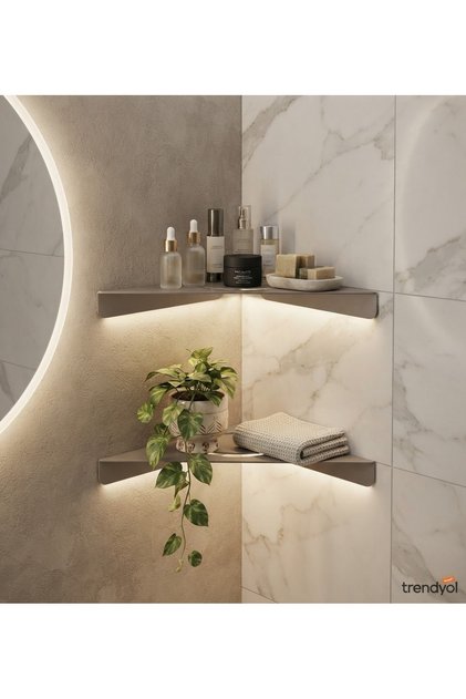 Lüks Paslanmaz Çelik İkili Banyo Köşe Rafı / Şampuanlık ve Düzenleyici