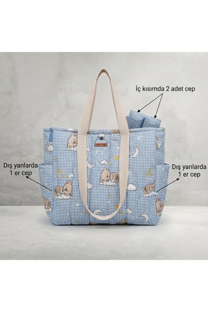 Baby Care Bag with 4 Pockets, 100% Cotton, Large Size
