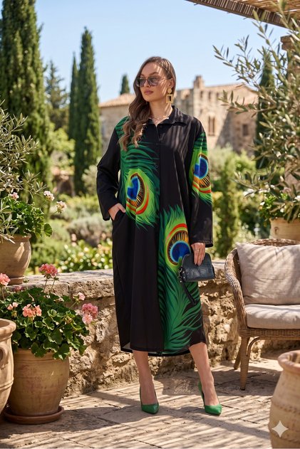 Wide-Fit Butterfly Shirt Dress