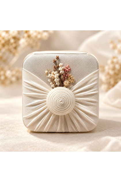 Customizable Satin Jewelry Gift Boxes with Dried Flowers – 12-Piece Wedding Favor Pack