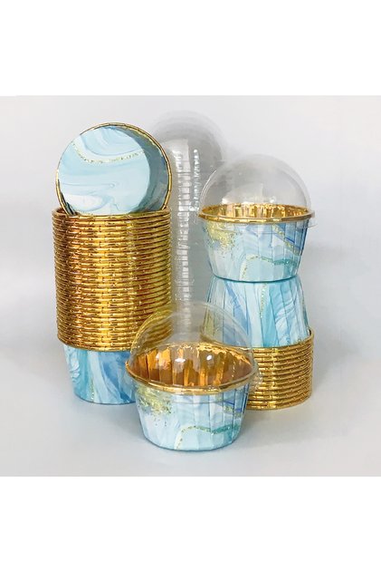 50 cups with 50 Lids Set, 50pcs Disposable Cupcake Cups with Lids, Disposable Muffin Cups, Heat Resi