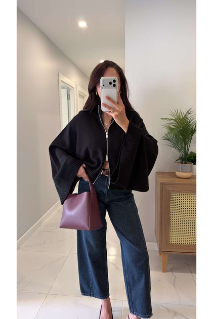 سترة ZR Yellis سوداء بسحّاب أمامي