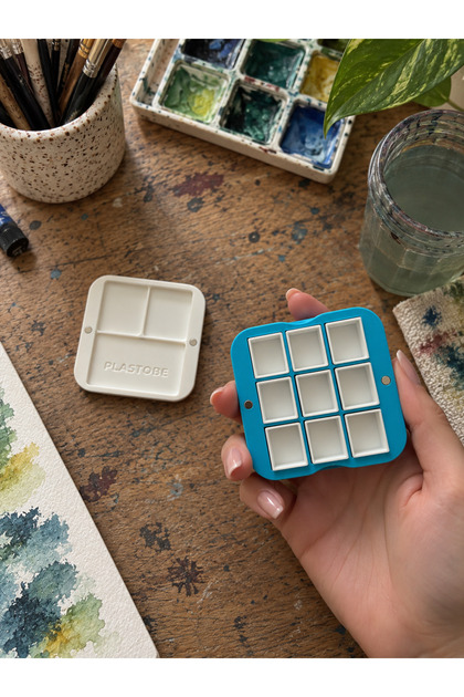 Half Pan Half Tablet Mini Magnetic Paint Box 9 Compartments Bioplastic 🌽