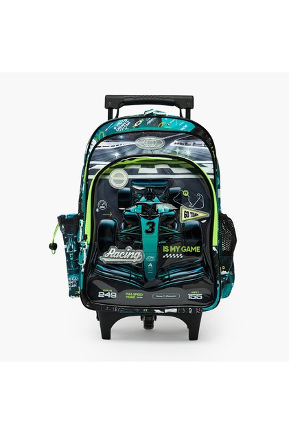 Cars Print Trolley Bag for Boys 5-8 Years with Durable Wheels - 16 inches
