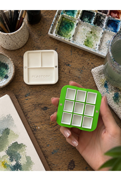 Half Pan Half Tablet Mini Magnetic Paint Box 9 Compartments Bioplastic 🌽