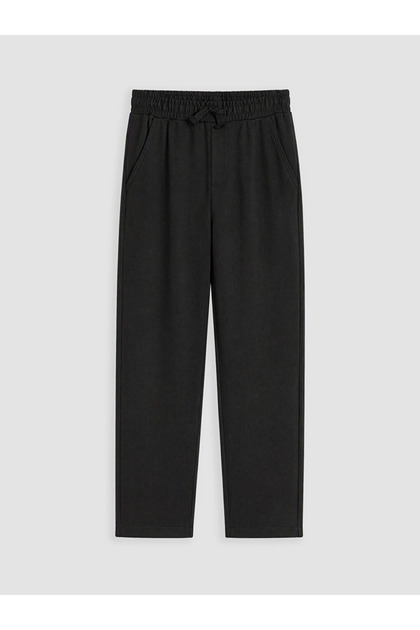Siyah Regular Fit Erkek Çocuk Dokulu Pantolon