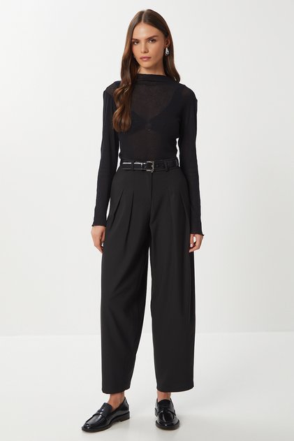 Pantaloni Balon din Poliviskon cu Penișe LGP0033 NEGRU