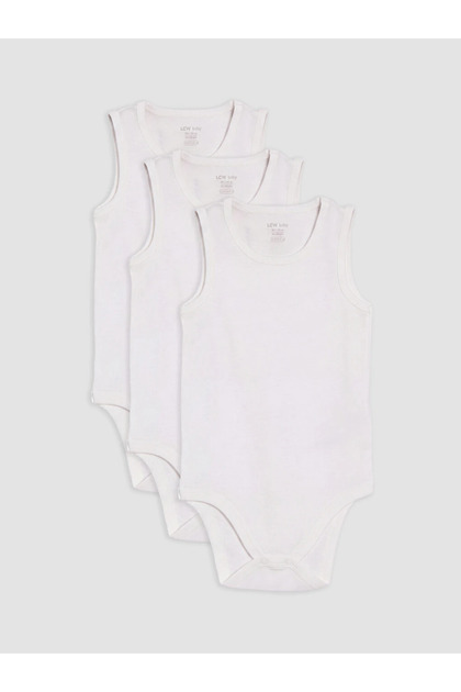 White Crew Neck Baby Boy Snapback Bodysuit 3-Piece Set