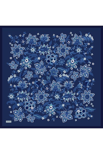 Anatolian Bloom Pattern the Tencel Edit Scarf - Midnight Blue