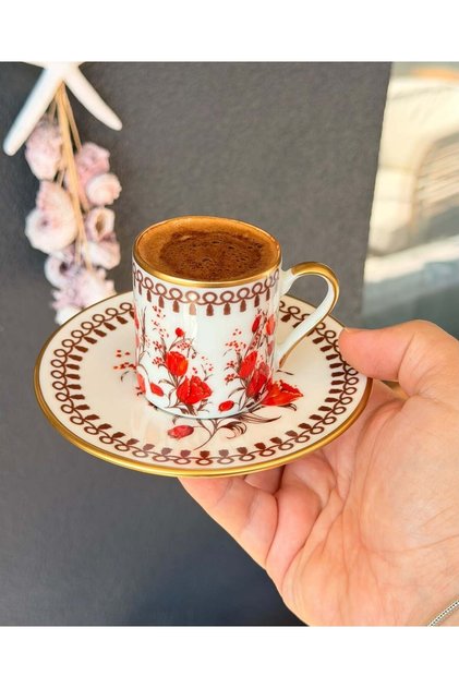 Porcelain Nostalgia Coffee Cup Set for 6 People