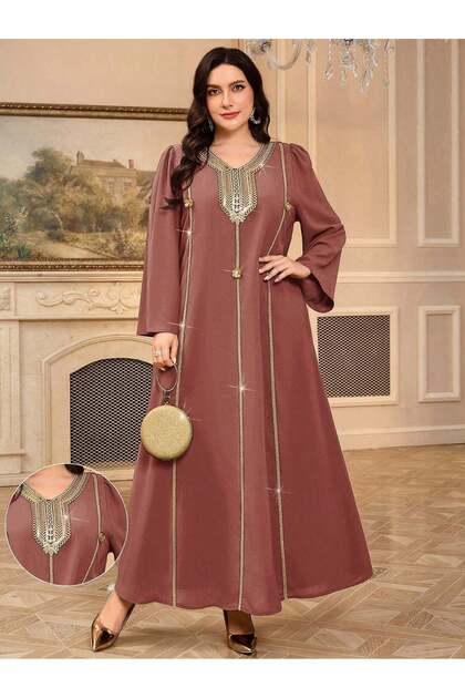 Rochie maxi, roz - 1XL