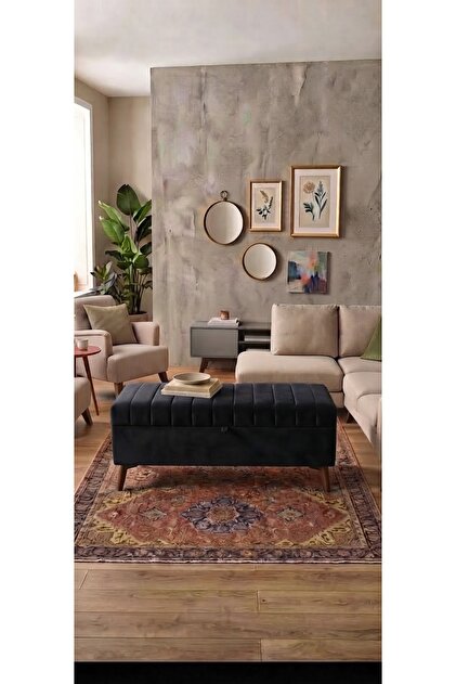 CİZGİ KAPİTONE SANDIKLI PUF 120X40X45