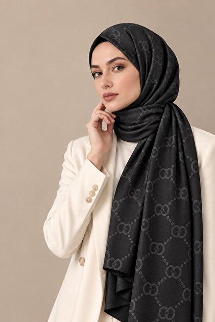 Monogram Desen Ayrobin Jakar Kaymaz Şal S.