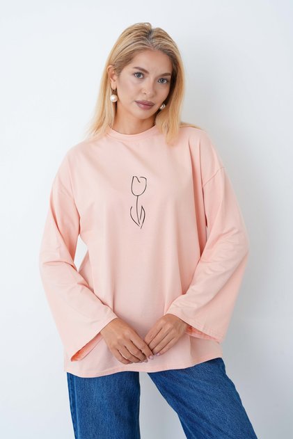Tulip Printed Long Sleeve Body Suitable for Tesselat Clothing