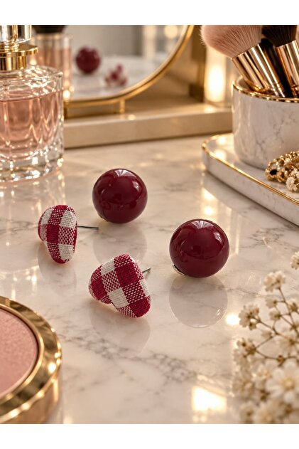 Women's Heart-Shaped Burgundy Earrings