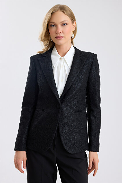 Lace Covered Technical Fabric Blazer