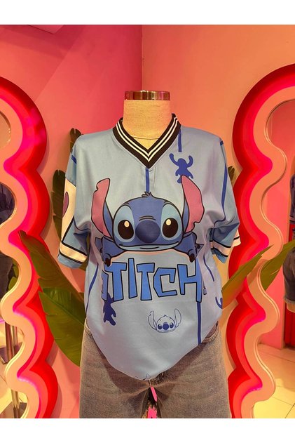 Blue V-Neck Stitch Jersey T-Shirt