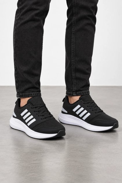 Aeris Men's Lace-Up Casual Sneaker Sports Shoes Black-White