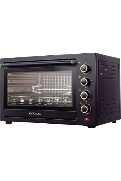 EO-438 Electric Oven, 60L 2000W, Double Grill & Convection, Rotisserie, Adjustable Thermostat up to 250°C, Glass Door, Anti-Rust Stainless Steel Interior, Black
