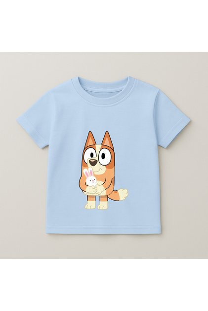 Bluey Bingo Sitting Printed Kids T-Shirt 100% Cotton Baby Blue