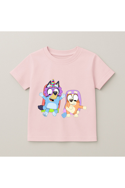 Bluey Costume Party Printed Kids T-Shirt 100% Cotton Pink