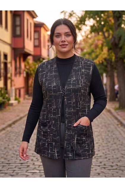 Women's Plus Size Square-Embroidered Combed Cotton Vest