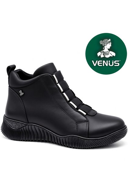 Kemal Aygün-Venüs Women's Genuine Leather Comfort Short Boots with Rubber Band